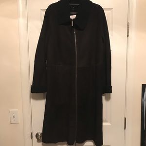 Hugo Boss Long suede nubuck black coat